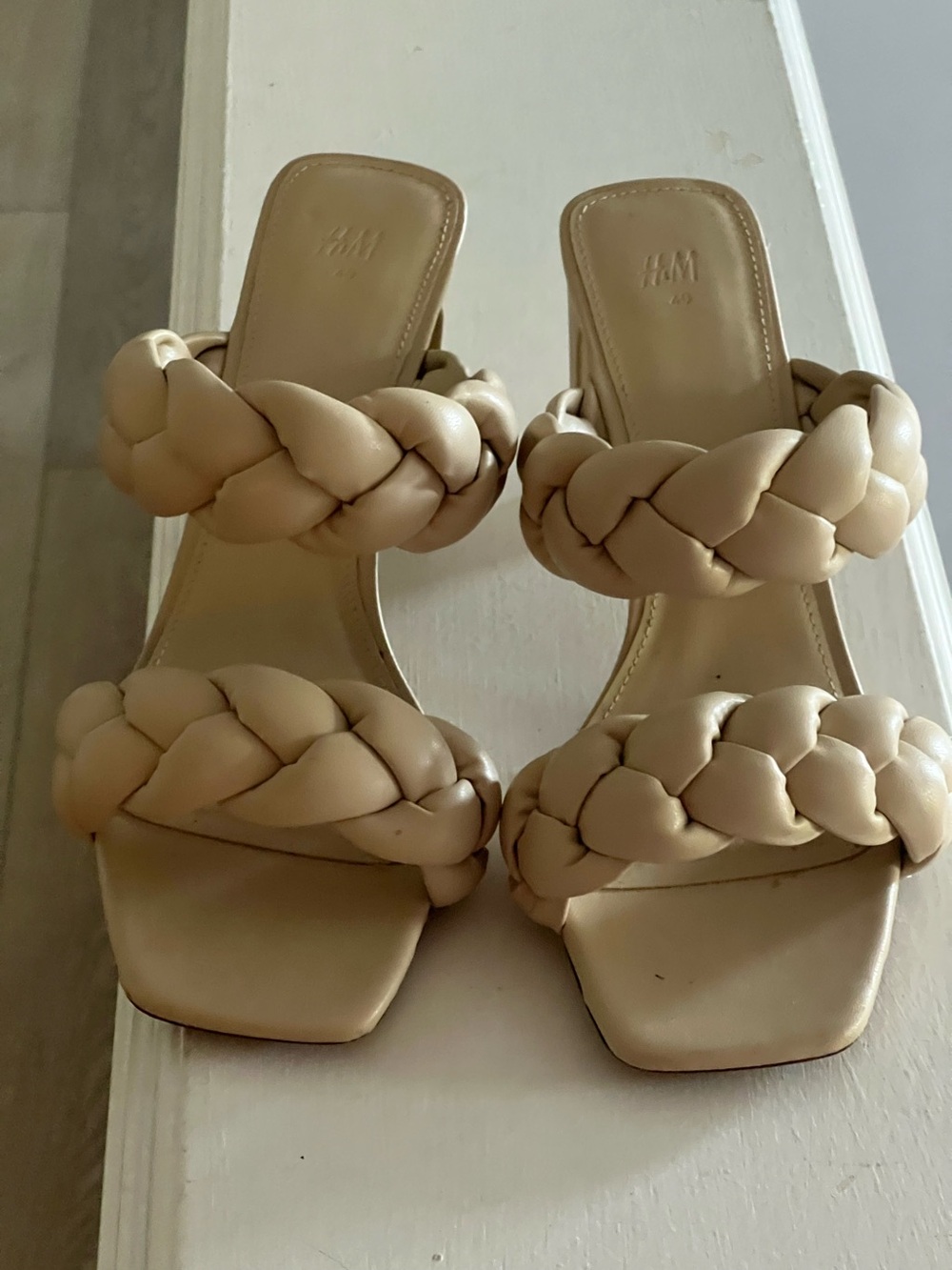 H&M Tan Braided Double-Strap Slide Heels